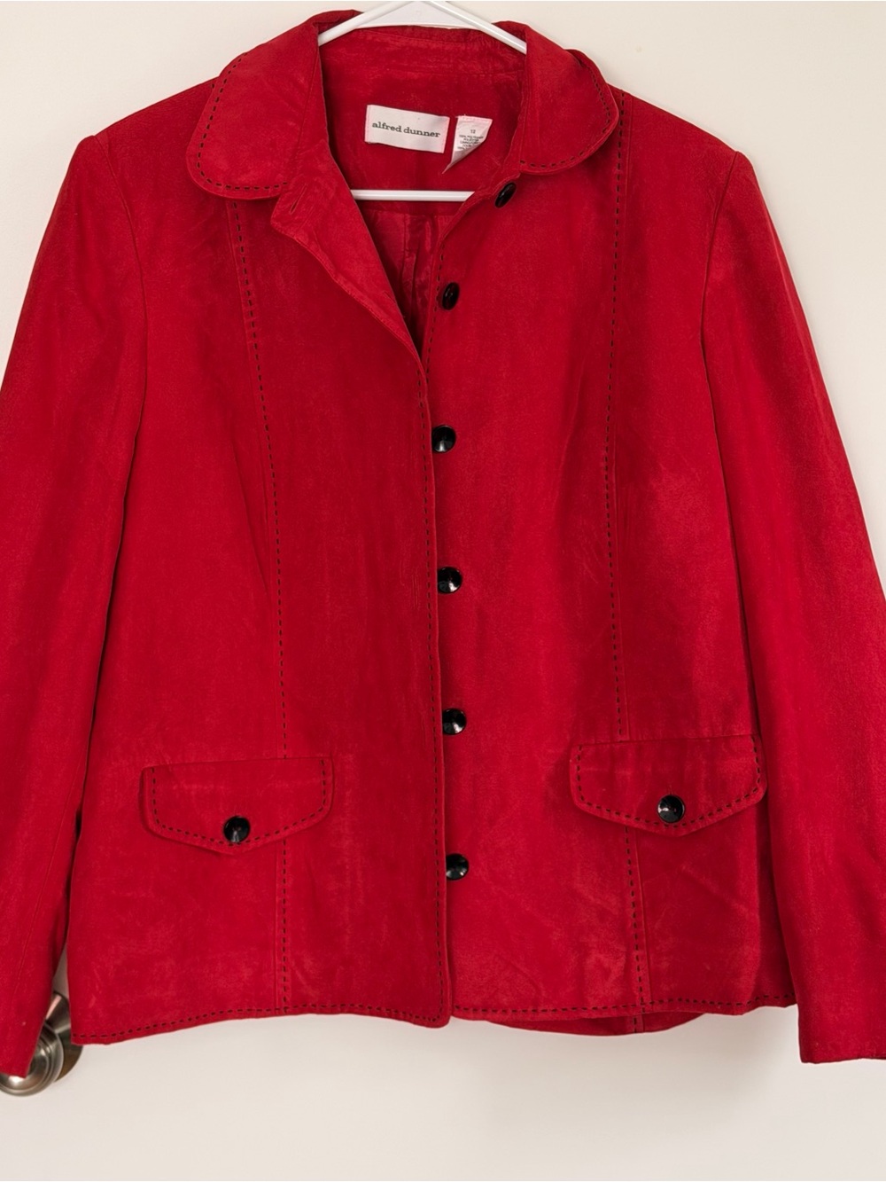 Alfred Dunner Red Suede Button-Front Jacket